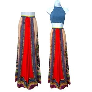 NWOT Beautiful Bright Multicolor High Waisted Palooza Pants With Ethnic Print S